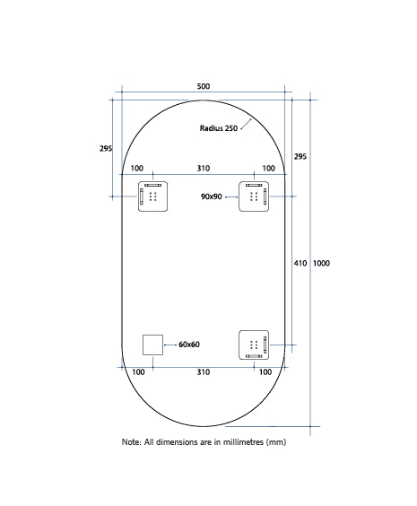 Pill Shape Polished Edge Mirror DP5010HN